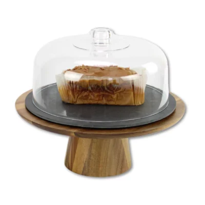 KT700 - Acacia Cake Stand and Lid - Set 2 - Image 2