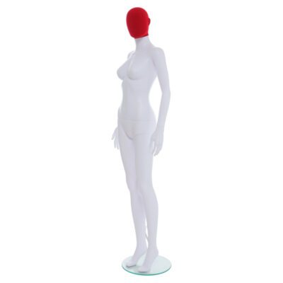 R355RP - Ladies Mannequin with Red Pile Head - Front Right View