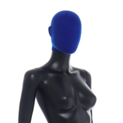 R356BP - Ladies Mannequin - Black with Blue Pile Head