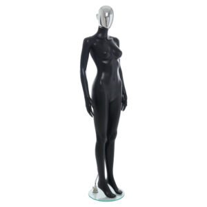 R356CH - Ladies Mannequin - Black with Chrome Head - Front Right View