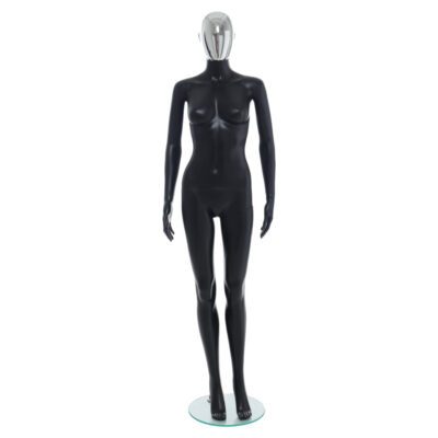 R356CH - Ladies Mannequin - Black with Chrome Head - Front View