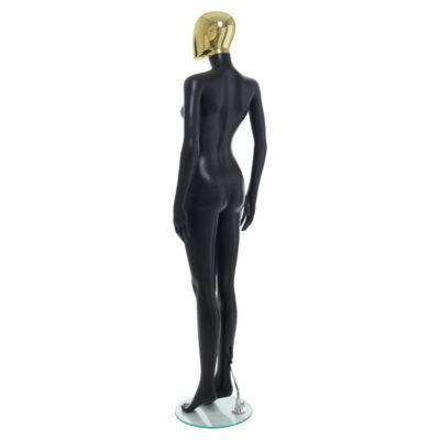 R356GD - Ladies Mannequin - Black with Gold Head - Back Left View