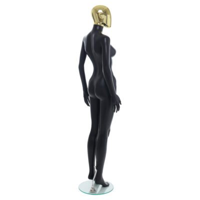 R356GD - Ladies Mannequin - Black with Gold Head - Back Right View