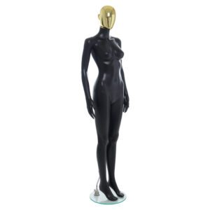 R356GD - Ladies Mannequin - Black with Gold Head - Front Right View