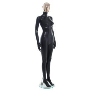 R356RG - Ladies Mannequin - Black with Rose Gold Head - Front Right View